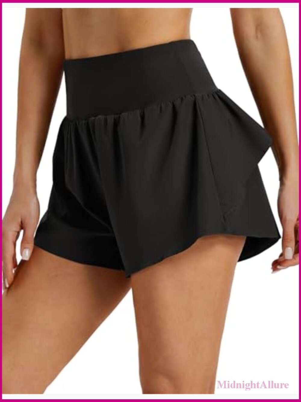 High Waisted Running Shorts 2.5" Quick Dry Flowy Ruffle Shorts with Liner Zip - Picture 2 of 7